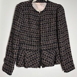 Rebecca Taylor Black & Pink Tweed Jacket size 4 NWOT